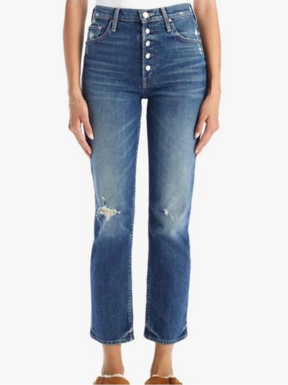 MOTHER SUPERIOR Pixie Tomcat Ankle Jeans in Born To Bite Exposed Button Fly 31 - Picture 4 of 16